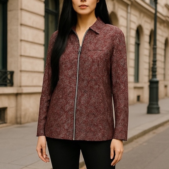 MICHAEL Michael Kors Tops - MICHAEL Michael Kors Women's Pop Paisley Zip-Front Top w/roll button sleeves PXS